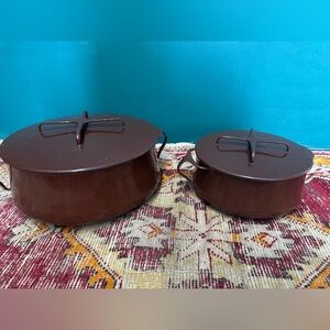 Vintage Pair of Dansk Kobenstyle Enamel Pots with Lids
